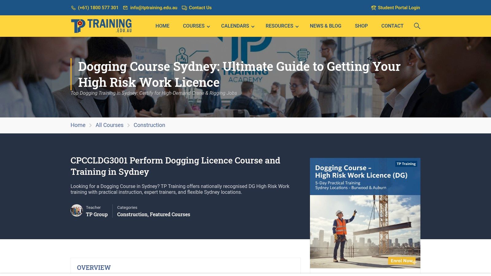 TP Training provides practical, nationally recognised Cpccldg3001 Perform Dogging Licence Course And Training In Sydney training with experienced trainers and hands-on learning across NSW.
