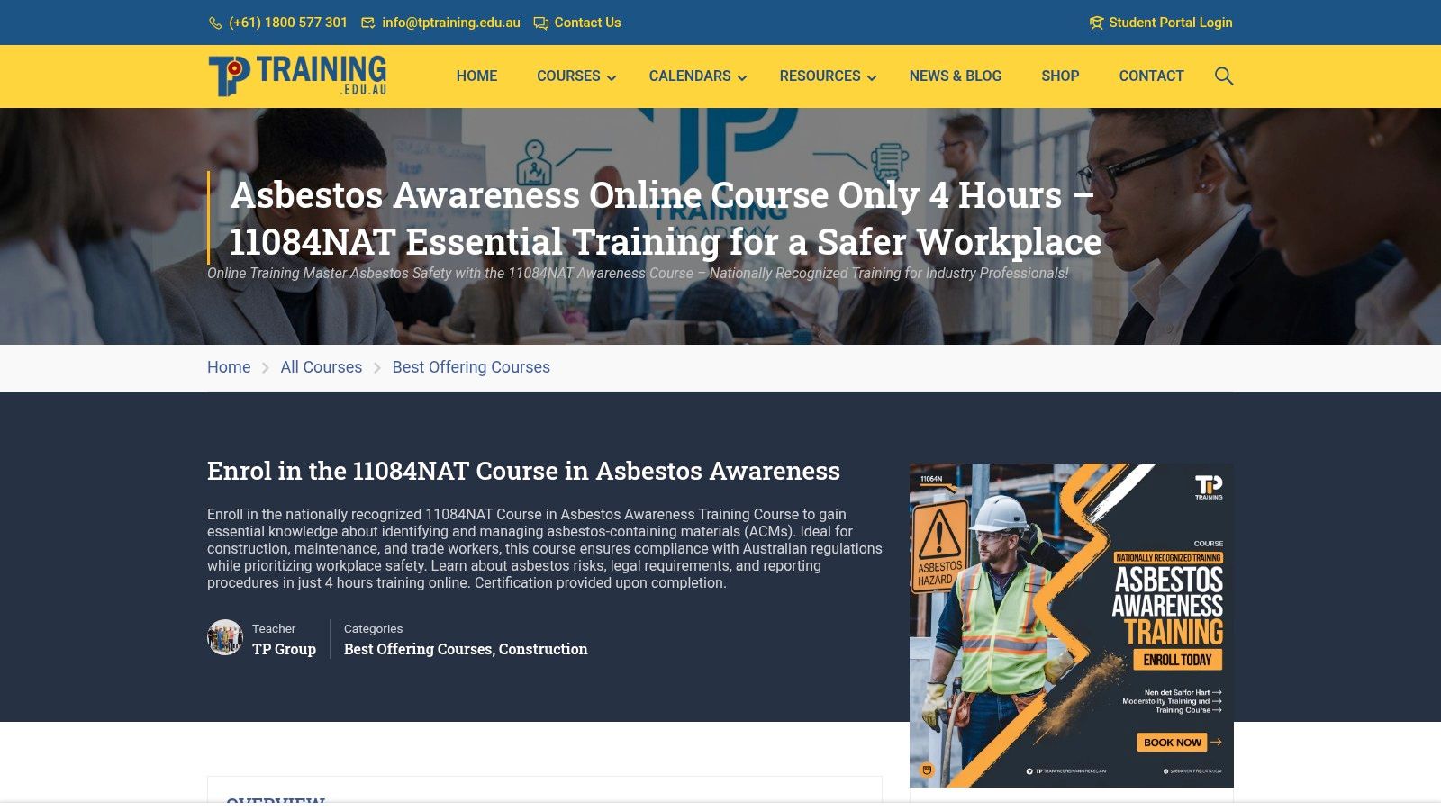 TP Training provides practical, nationally recognised Enroll In The 11084Nat Asbestos Awareness Training Course training with experienced trainers and hands-on learning across NSW.
