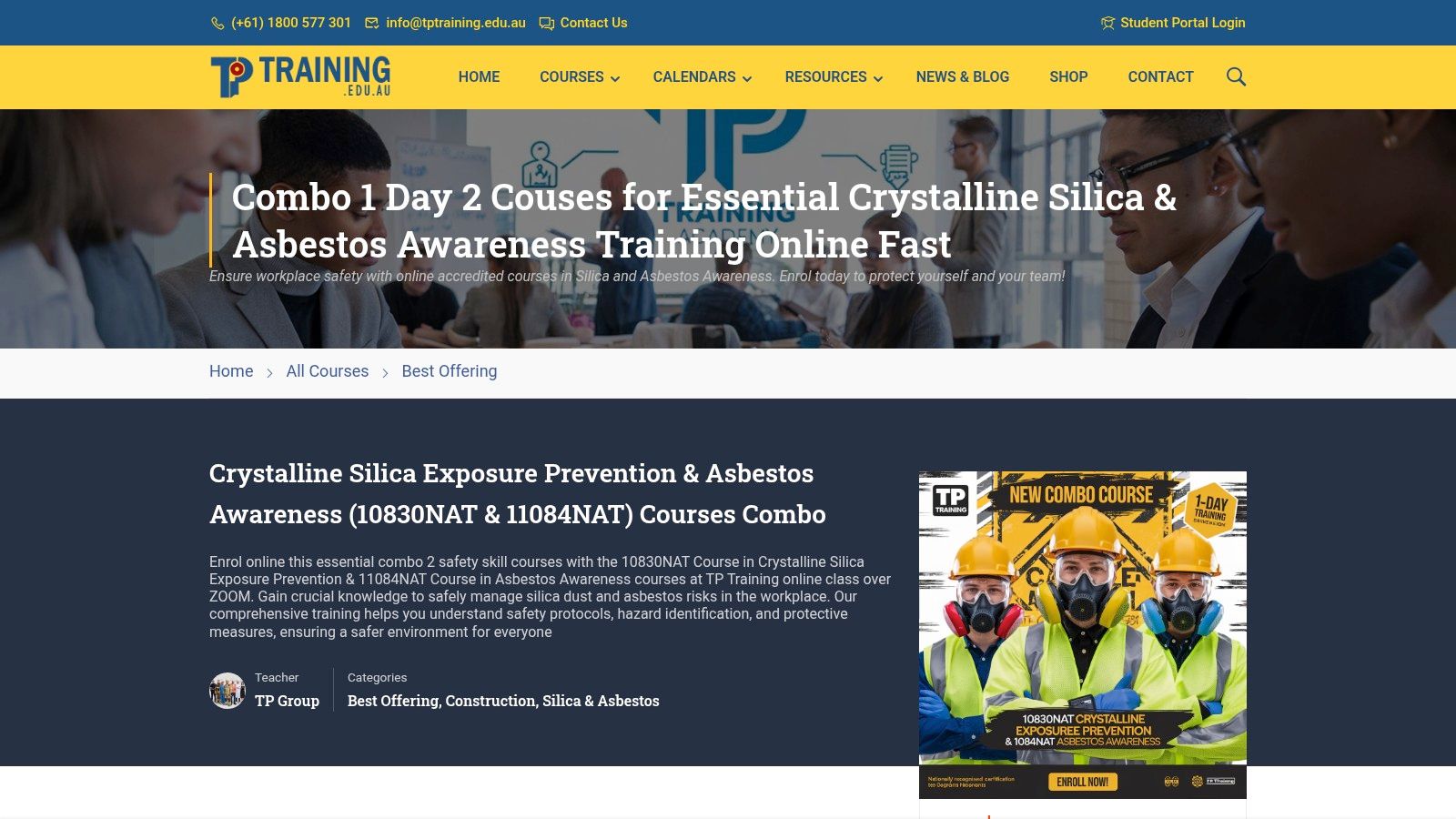 TP Training provides practical, nationally recognised 10830Nat 11084Nat Crystalline Silica Exposure Prevention Asbestos Awareness Combo Courses training with experienced trainers and hands-on learning across NSW.