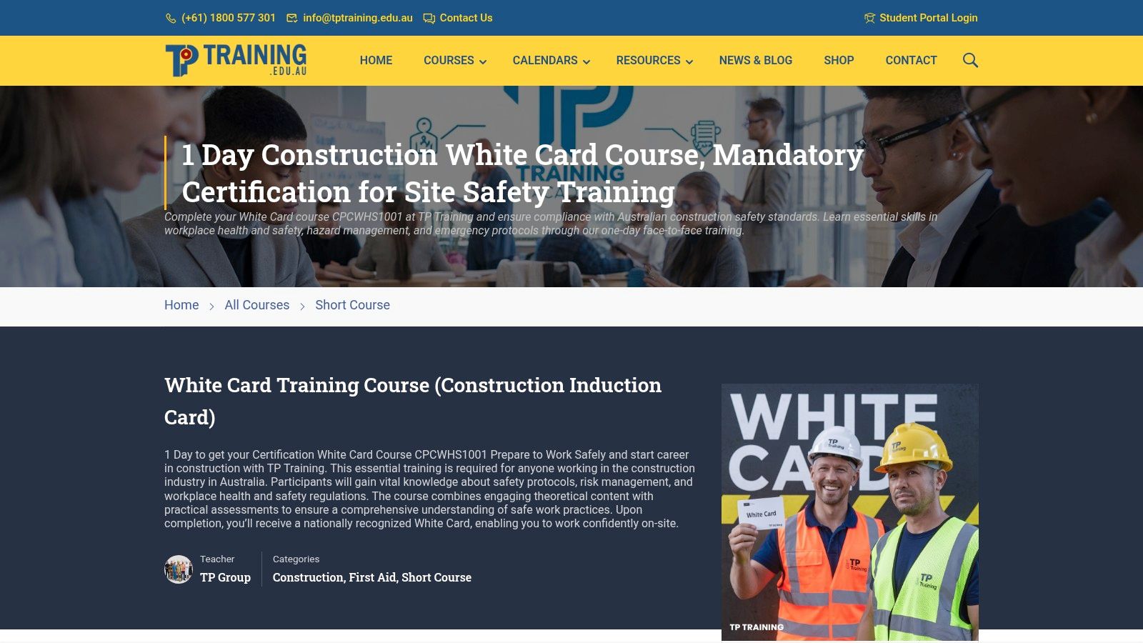 TP Training provides practical, nationally recognised White Card Training Course training with experienced trainers and hands-on learning across NSW.